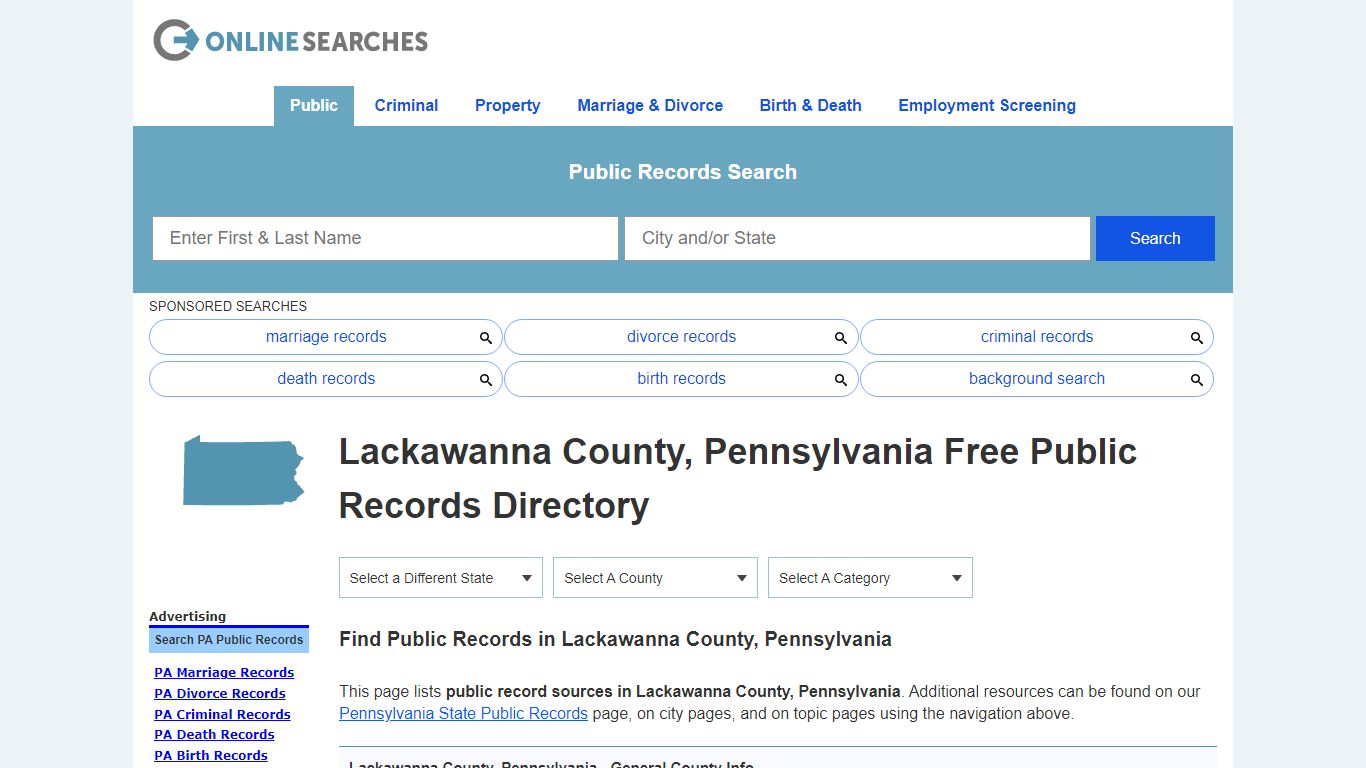 Lackawanna County, Pennsylvania Public Records Directory